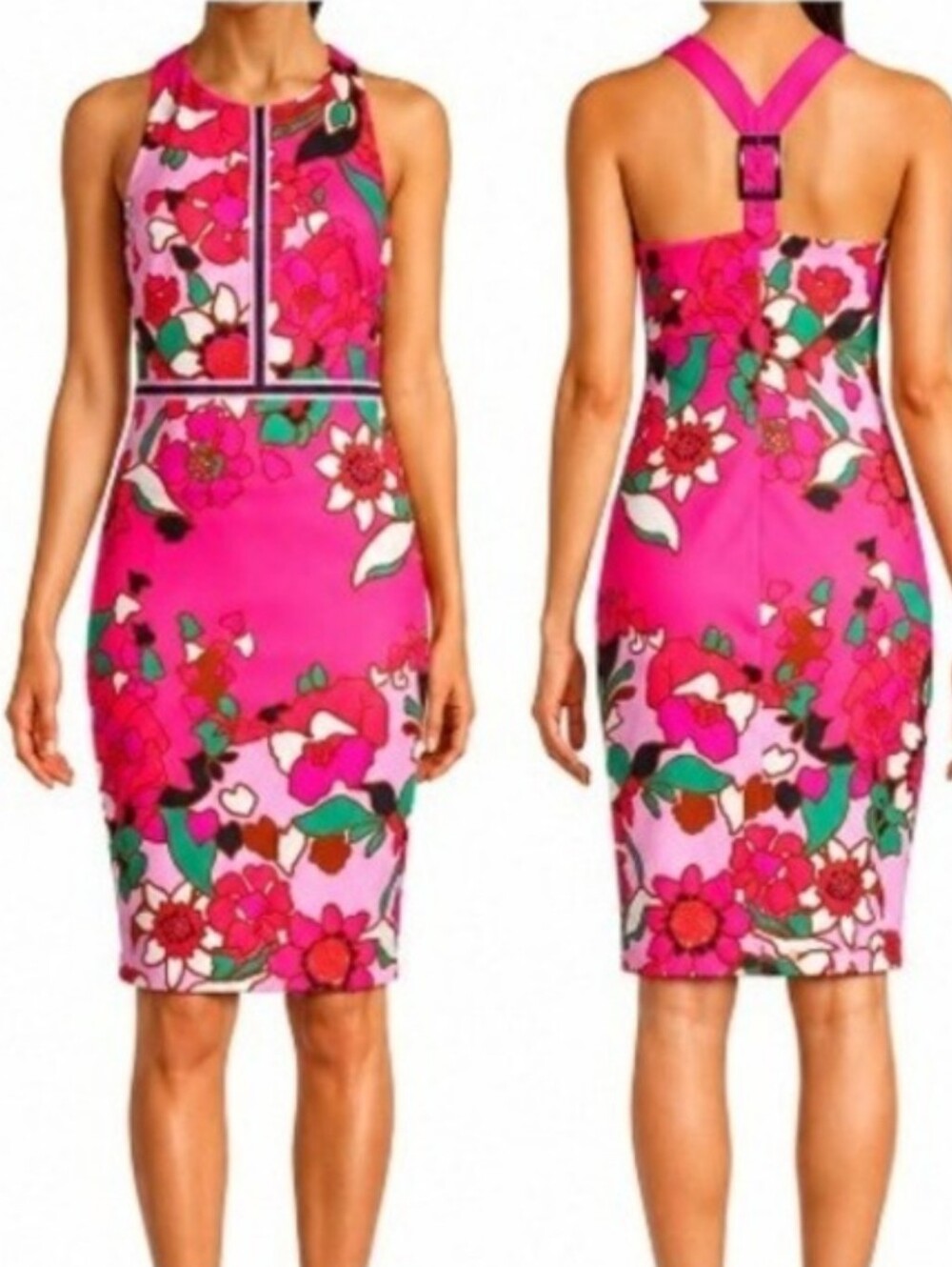 Ted Baker London | Marloww Floral Dress Pink White 70s Print TB 3|US 8/10 Med